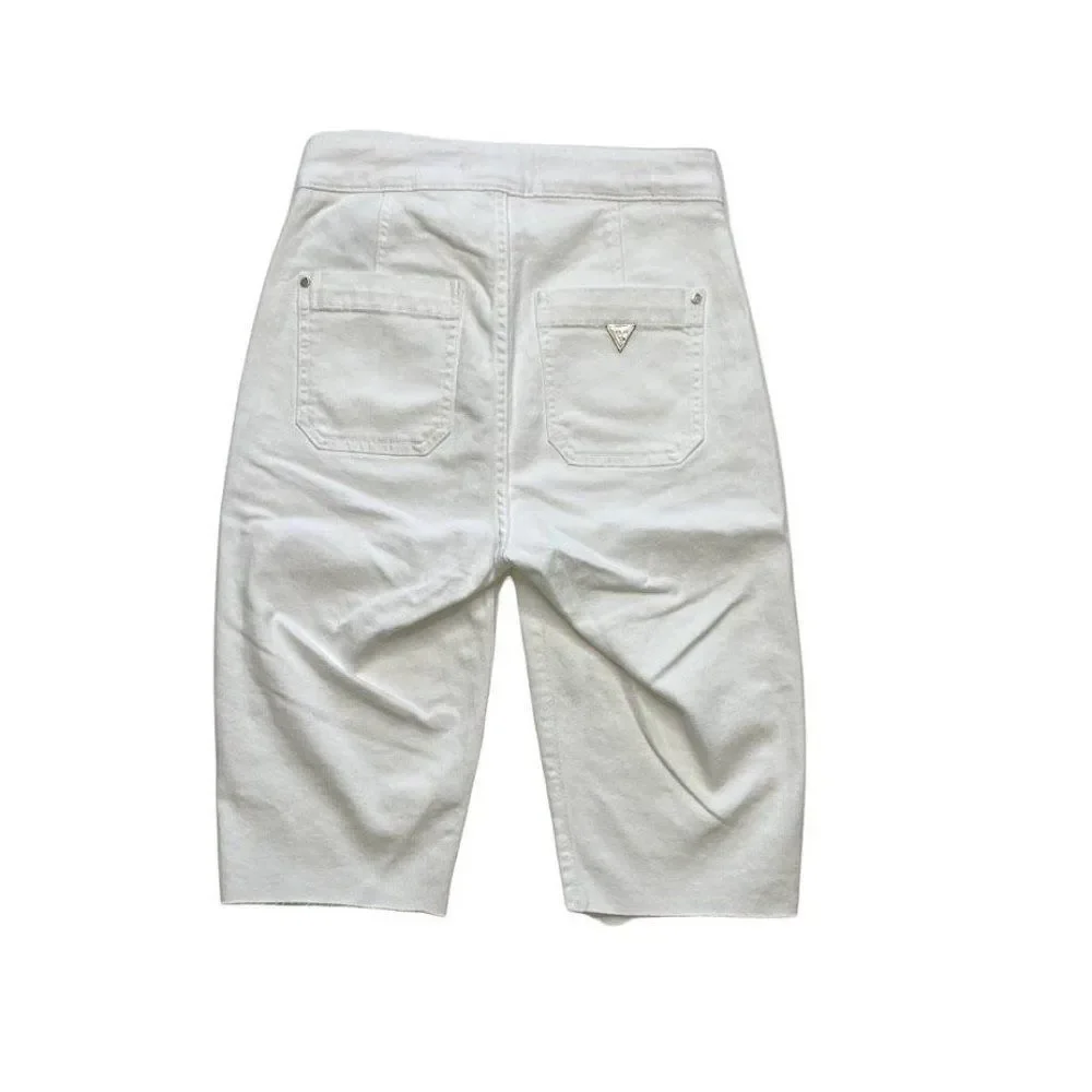 GUESS Bermuda Jean Shorts 25 White Women's Stretch Cut Off NEW‎